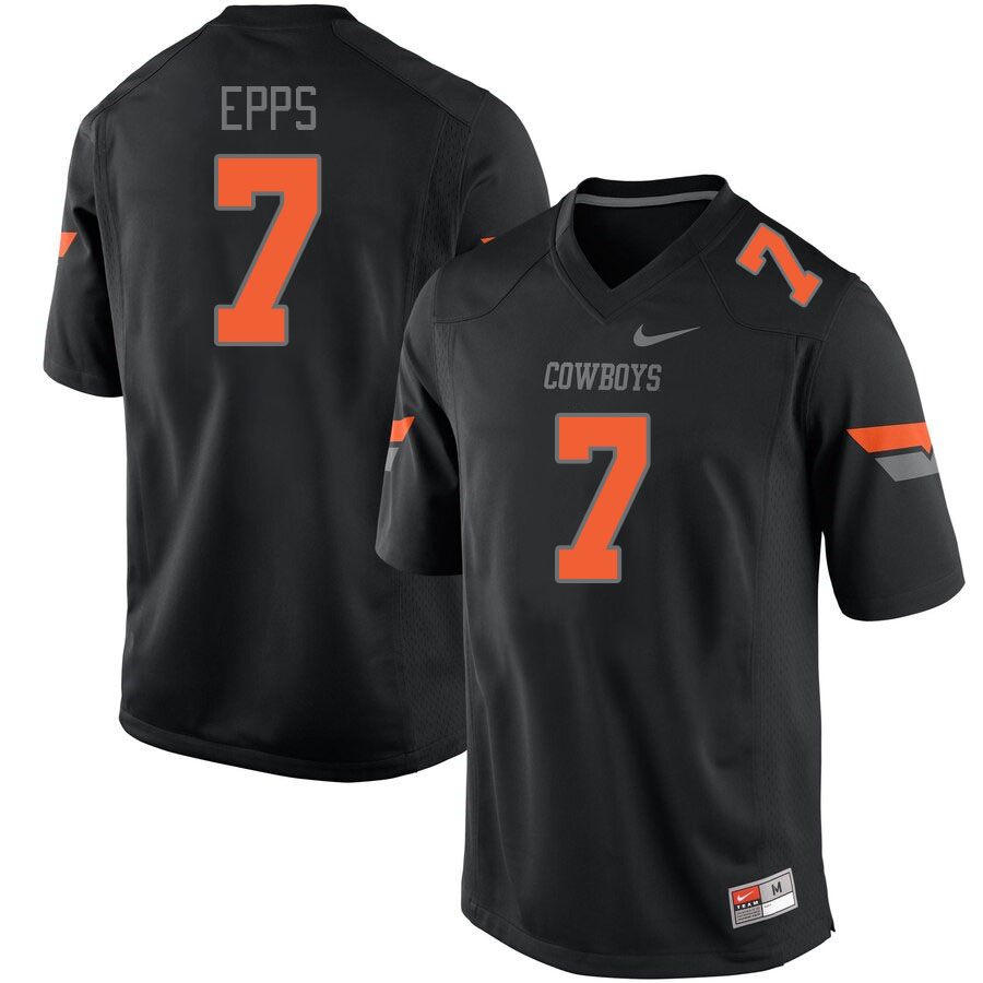 Men #7 Cameron Epps Oklahoma State Cowboys College Football Jerseys Stitched-Black - Click Image to Close